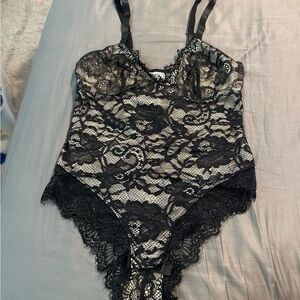 2 Black Lace Bodysuits size L and XL